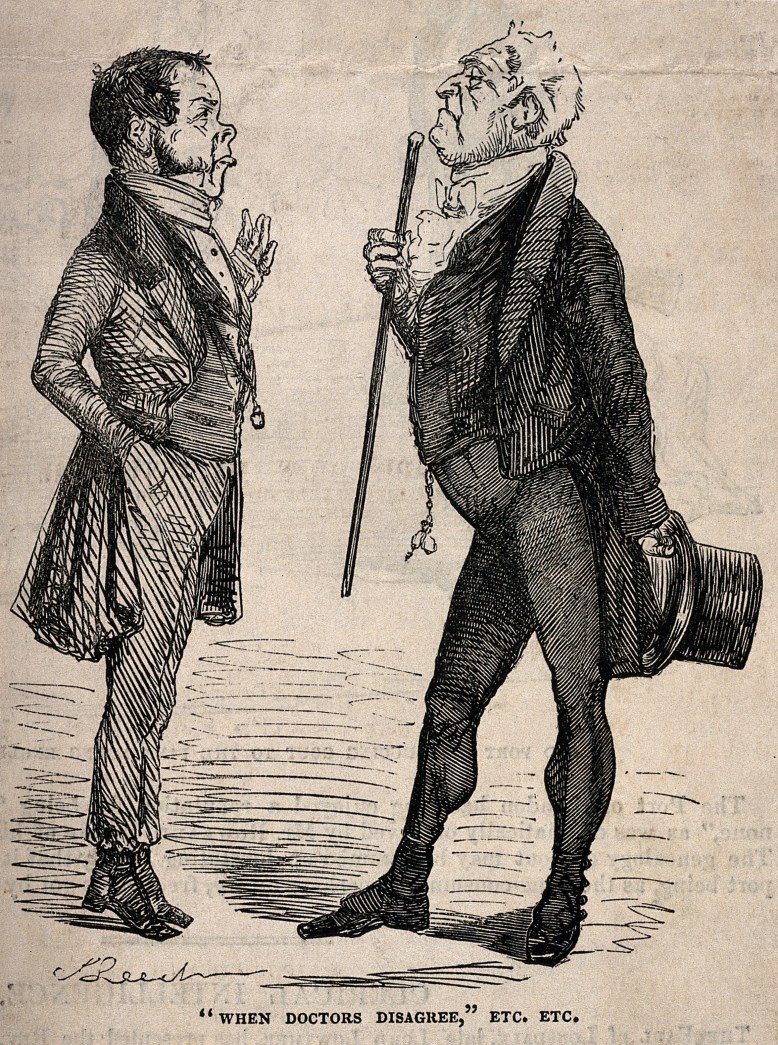 Two_doctors_aloof_from_one_another_in_disagreement._Wood_eng_Wellcome_V0010907.jpg